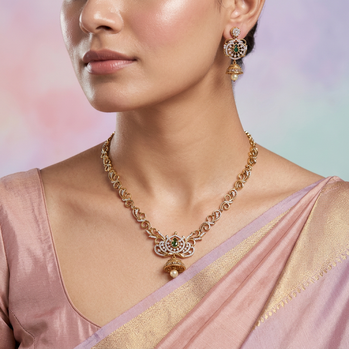 Antique stone short necklace and earrings TT02014