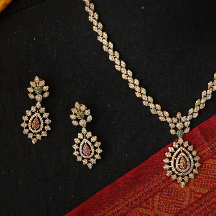 Antique ruby white stone short necklace and earrings 8944922