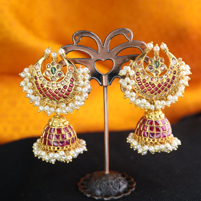 Antique stone and pearl jumka earrings 124578