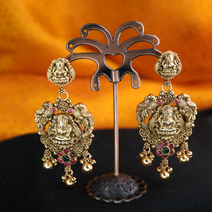Antique  gold temple flat earrings 124578