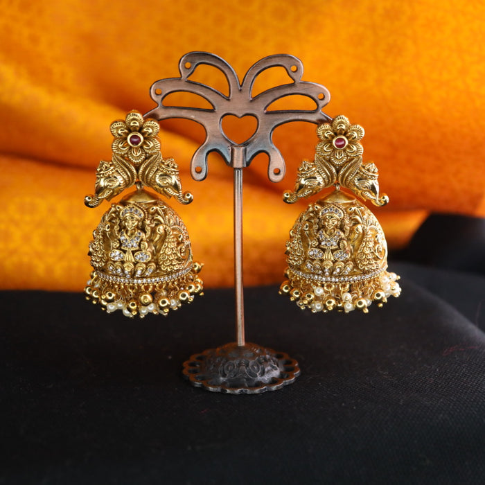 Antique gold temple jumka earrings 1246763