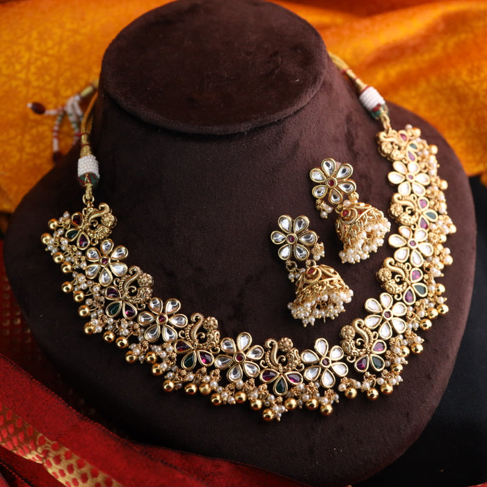 Antique kemp choker necklace with jumka earrings 14889