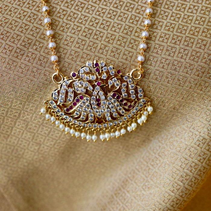 Heritage gold plated white padakam necklace 1657589