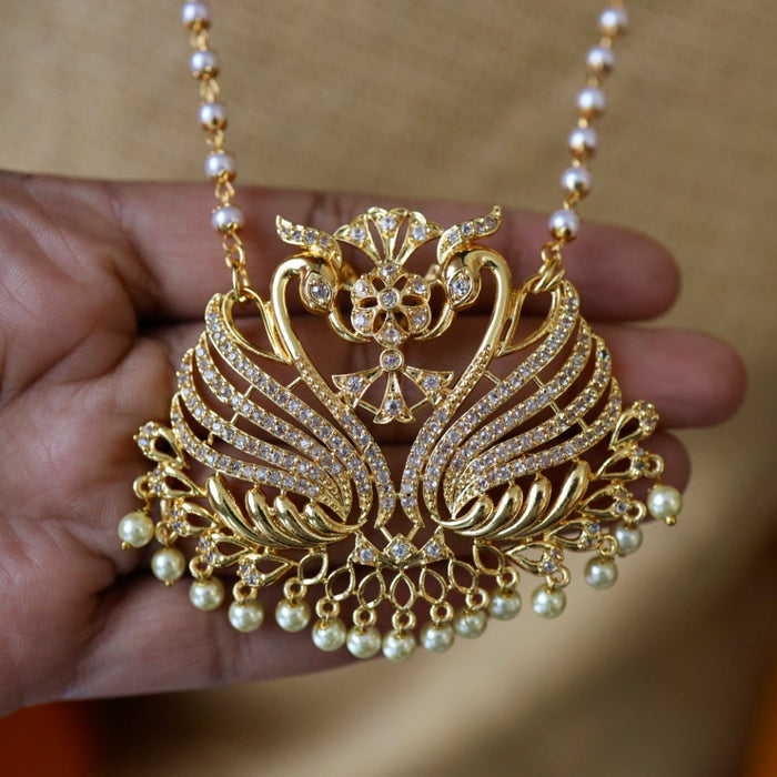 Heritage gold plated white padakam necklace 1657593