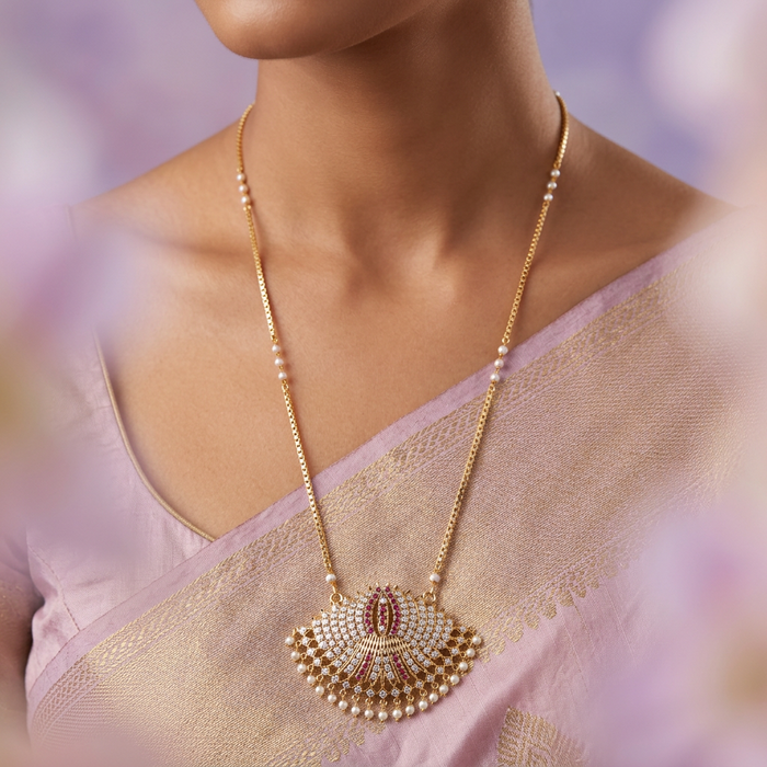 Heritage gold plated white padakam necklace 1657594