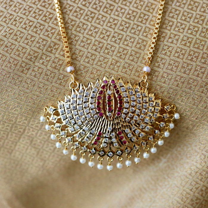 Heritage gold plated white padakam necklace 1657594