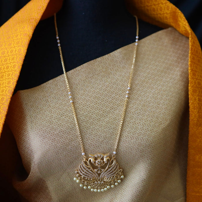 Heritage gold plated white padakam necklace 16575957