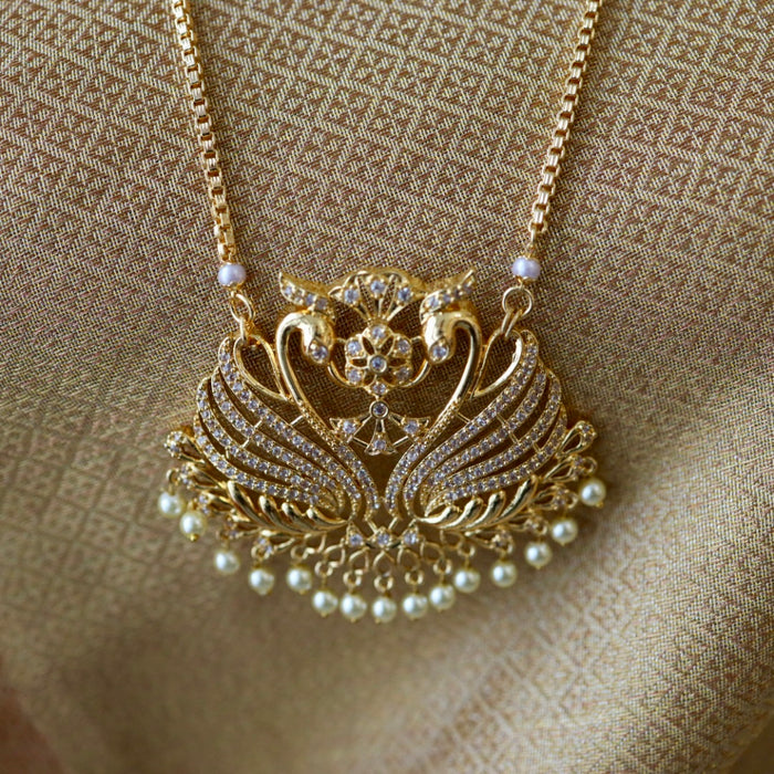 Heritage gold plated white padakam necklace 16575957