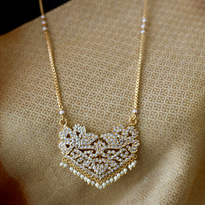 Heritage gold plated white padakam necklace 16575988