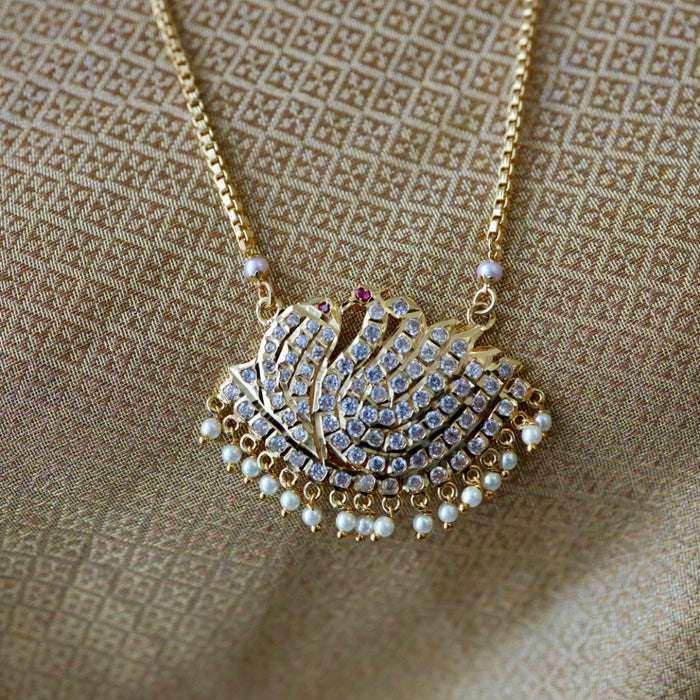 Heritage gold plated white padakam necklace 16575989