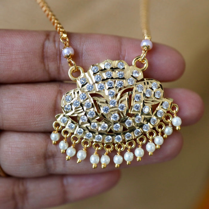 Heritage gold plated white padakam necklace 16575901