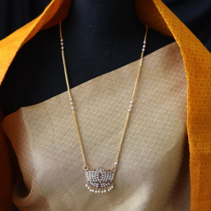 Heritage gold plated white padakam necklace 16575902