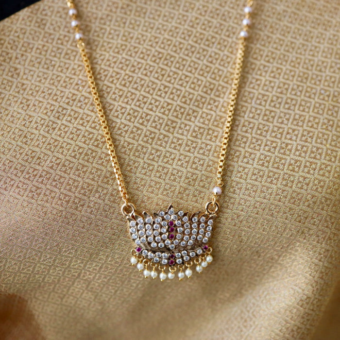 Heritage gold plated white padakam necklace 16575902