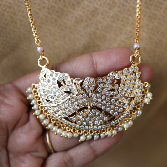 Heritage gold plated white padakam necklace 16575903