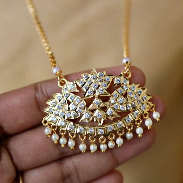 Heritage gold plated white padakam necklace 16575905