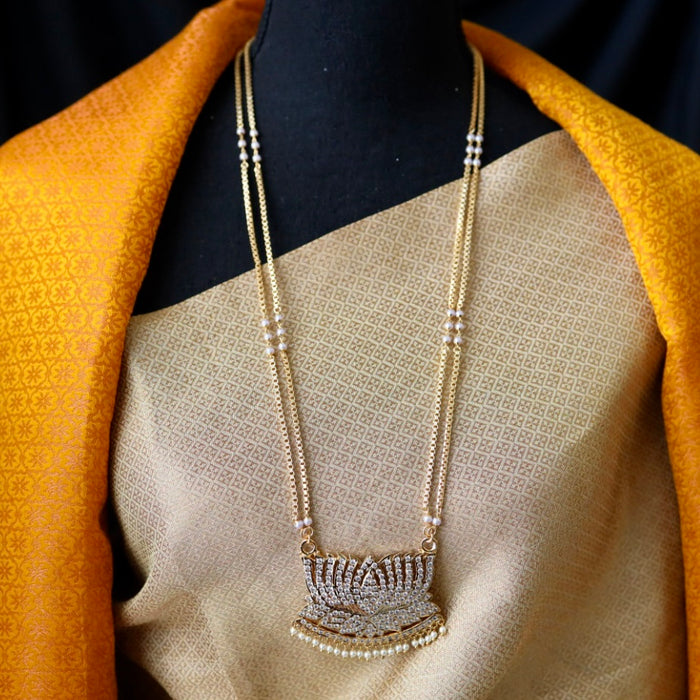 Heritage gold plated white padakam necklace 16575906