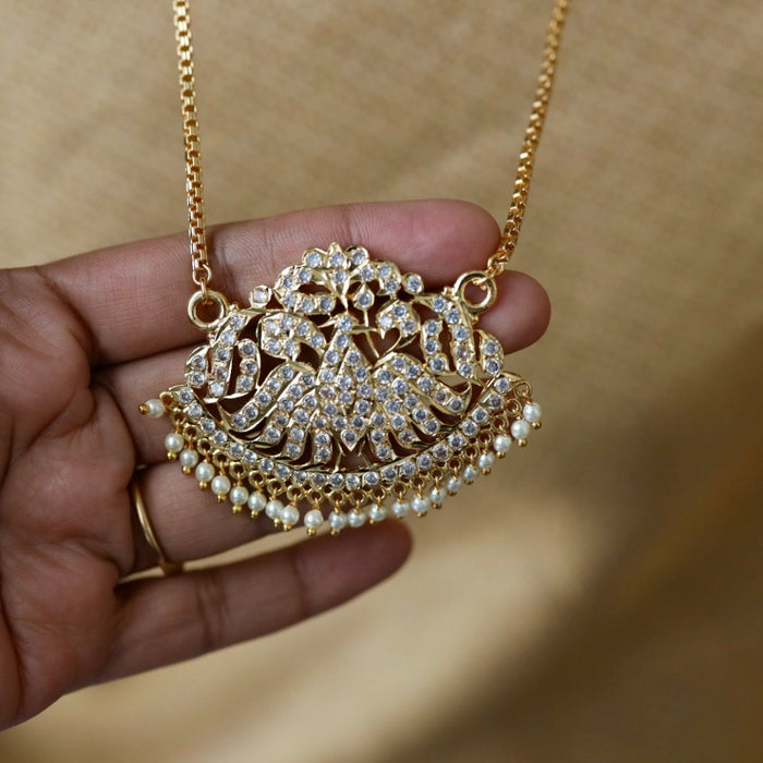 Heritage gold plated white padakam necklace 165759054