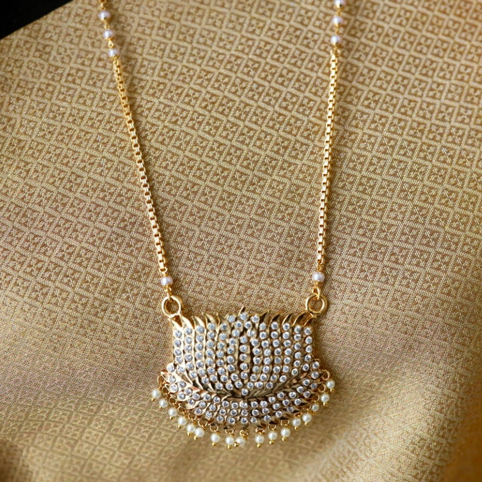 Heritage gold plated white padakam necklace 165759055