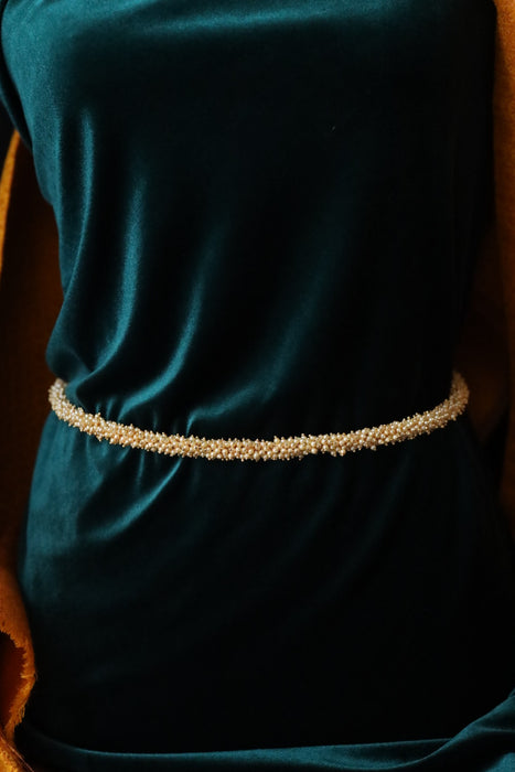 Antique gold and pearl design waistchain  234891