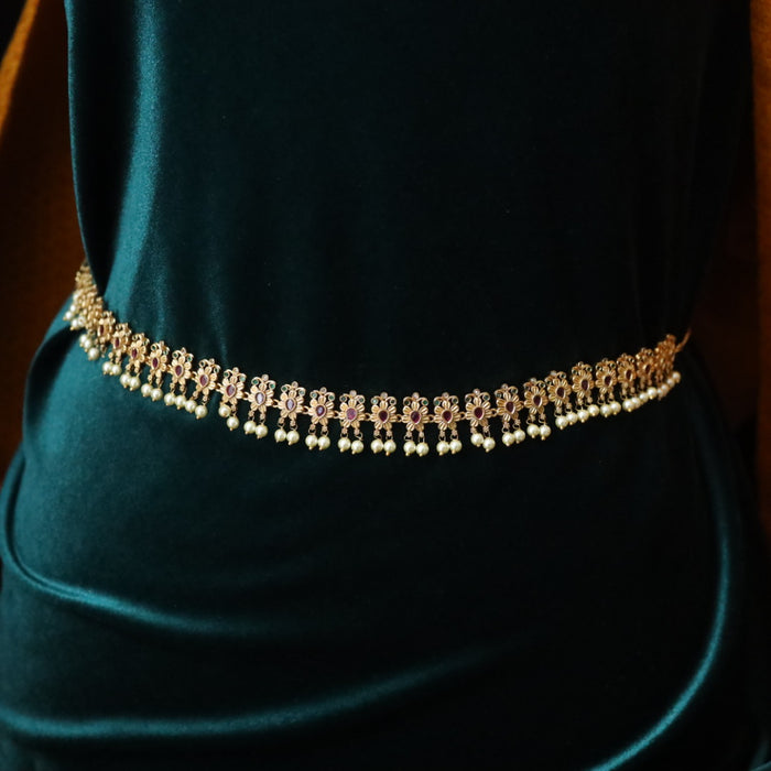 Antique gold and pearl design waistchain  234892