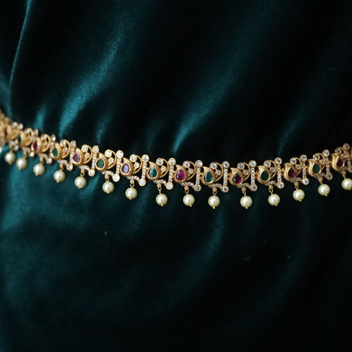 Antique gold and pearl design waistchain  234894