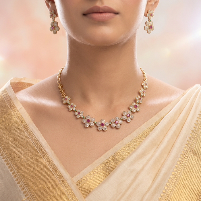 Antique short necklace with earrings TT02039
