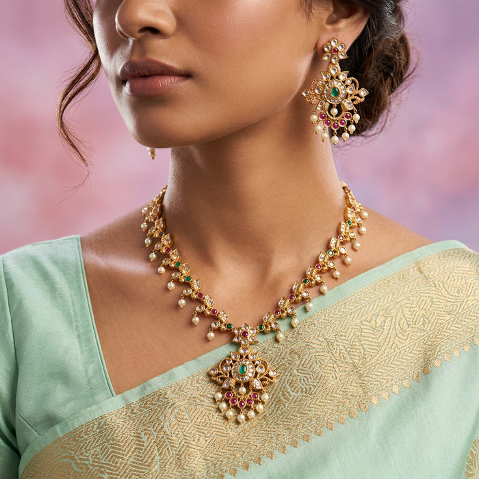 Antique short necklace with earrings SS10-132