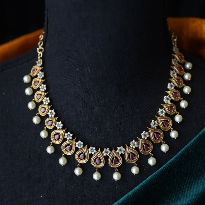 Antique short necklace with earrings 165487