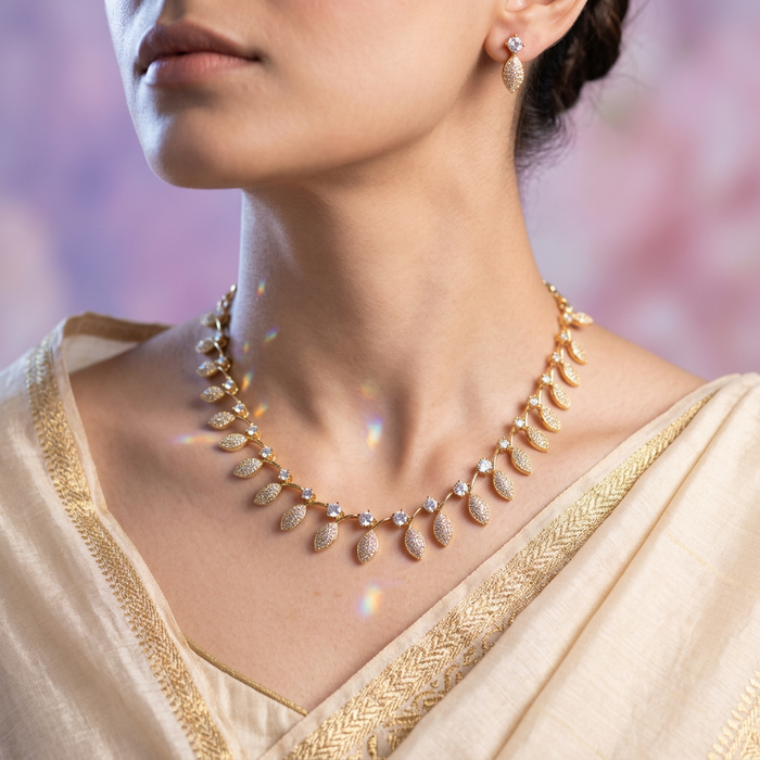 Antique white stone short necklace with earrings TT02010