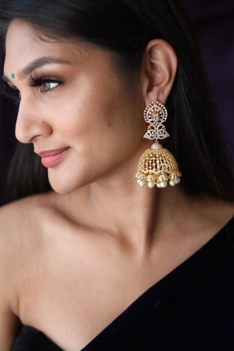 Heritage cz stone jumka earrings 124668