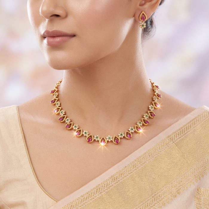 Antique simple short necklace with earrings SS10-127