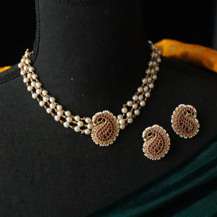 Padmini Antique pearl choker necklace with earrings 148884