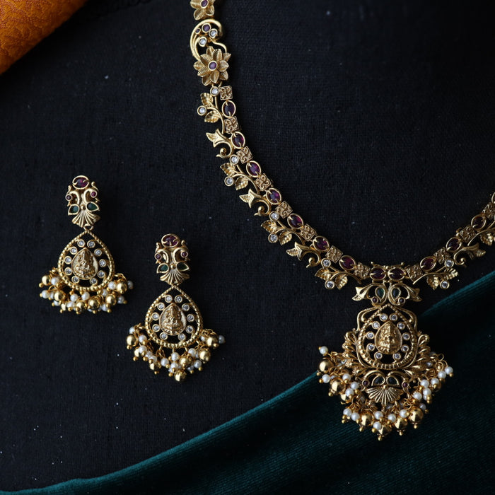 Antique temple short necklace and earrings 8168999