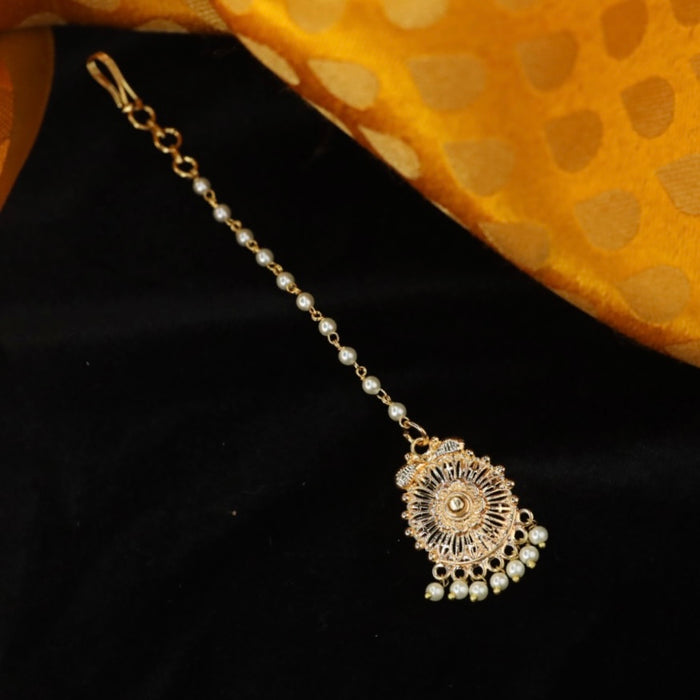 Heritage pearl gold plated maang tikka 144776