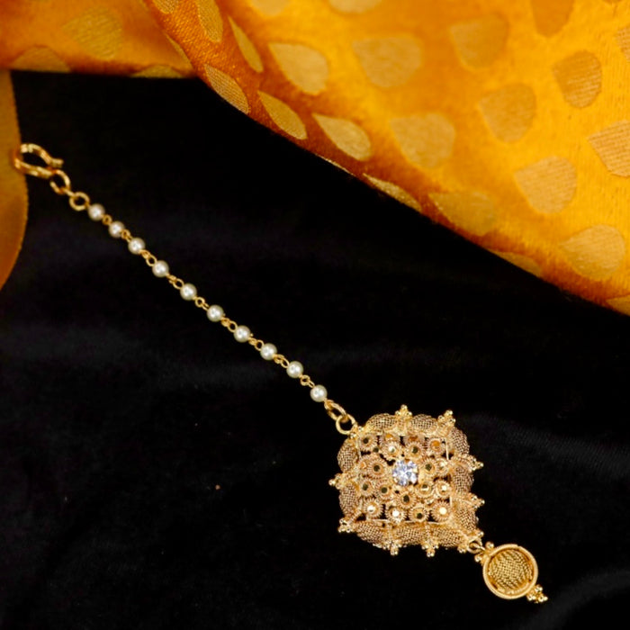 Heritage pearl gold plated maang tikka 144781