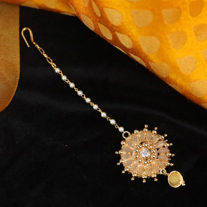 Heritage pearl gold plated maang tikka 144788