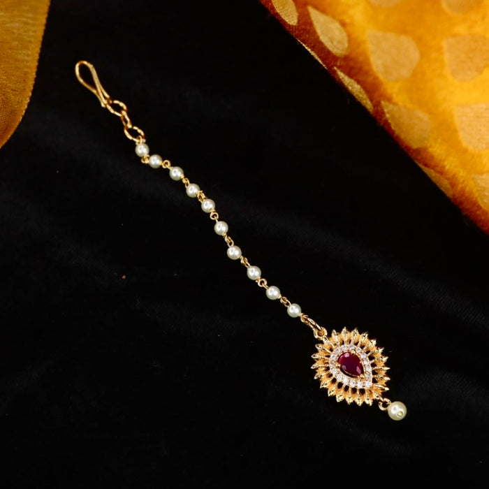 Heritage pearl gold plated maang tikka 144790