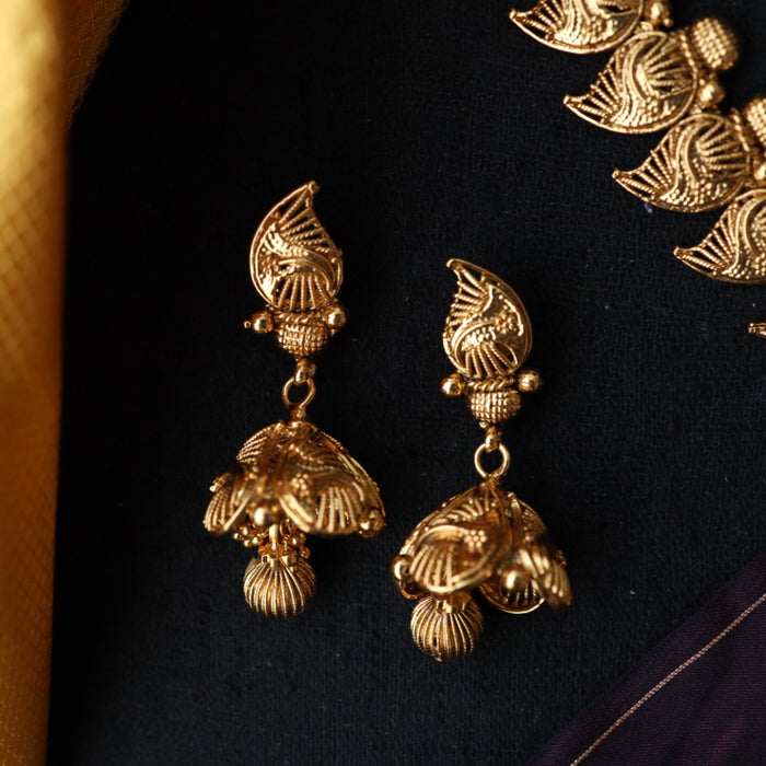 Antique gold short necklace and earrings SS11089