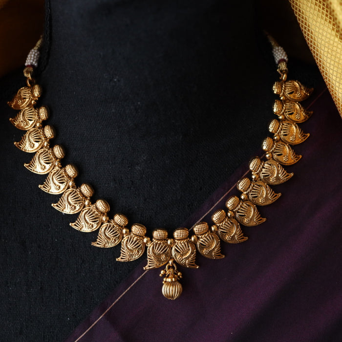 Antique gold short necklace and earrings SS11089