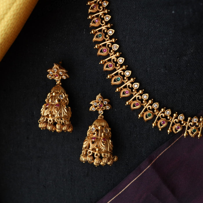 Antique short necklace and earrings SS10074