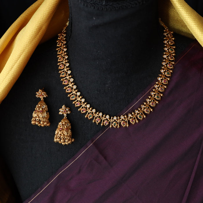 Antique short necklace and earrings SS10074