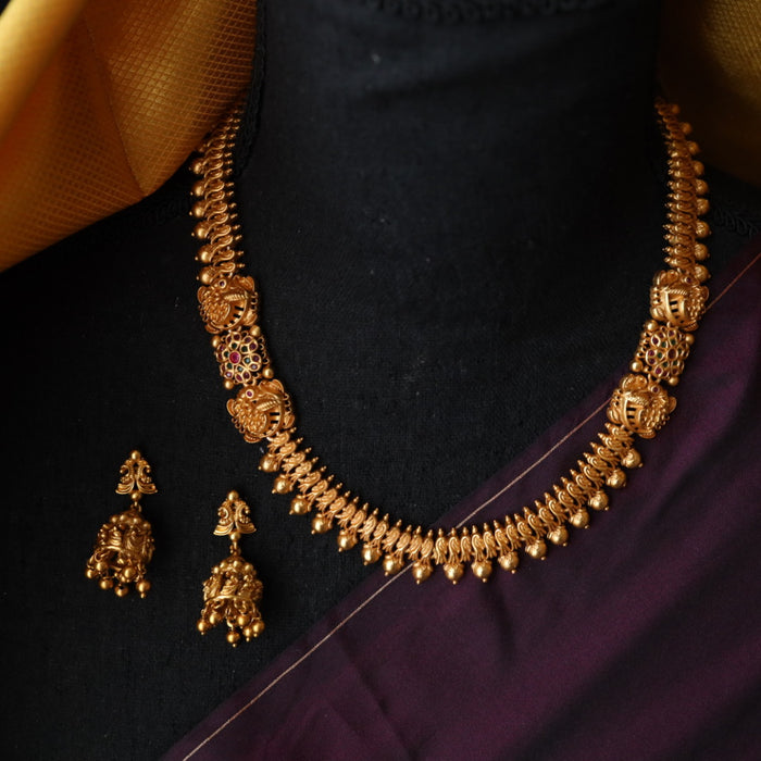 Antiqu gold short necklace and earring SS10073