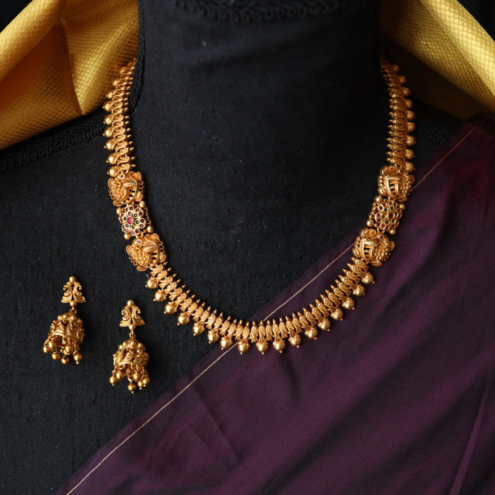 Antiqu gold short necklace and earring SS10073