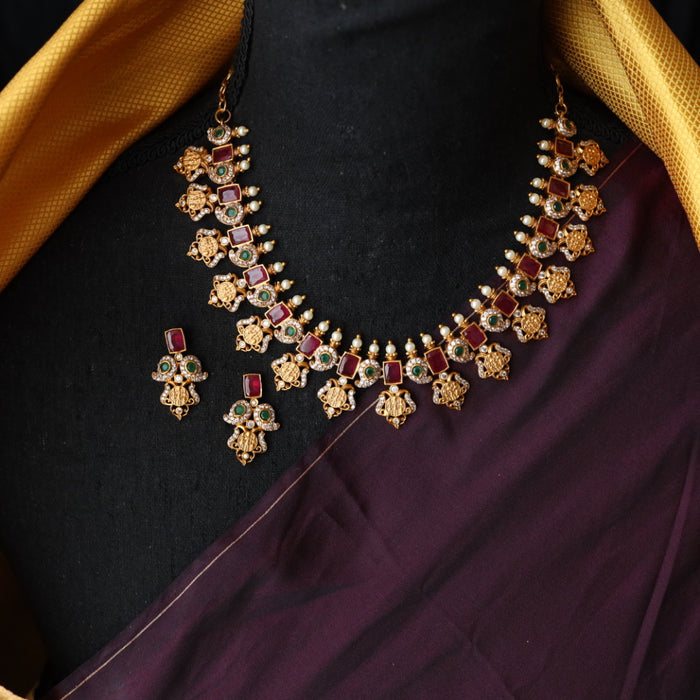 Antique short necklace with earrings SS12051