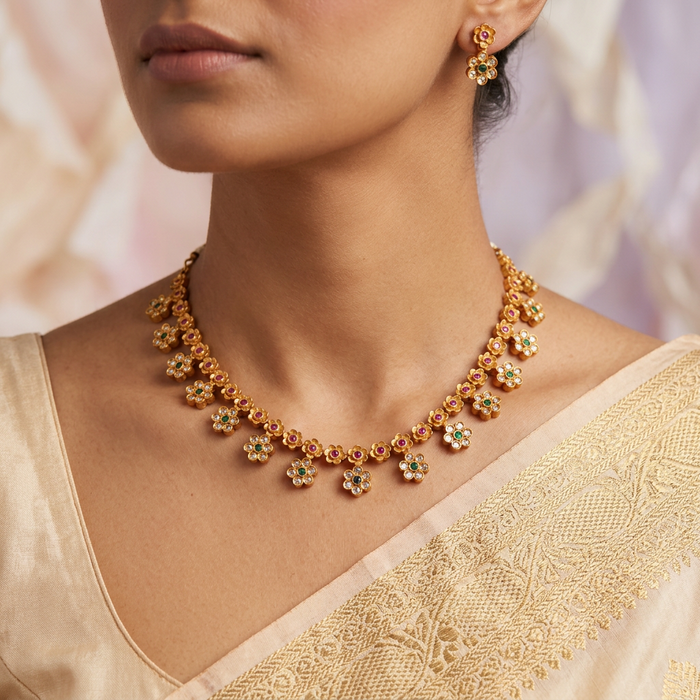 Antique short necklace with earrings SS10062