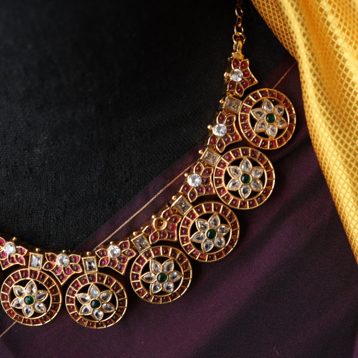 Clearance Antique ruby stone short necklace and earrings SS11079