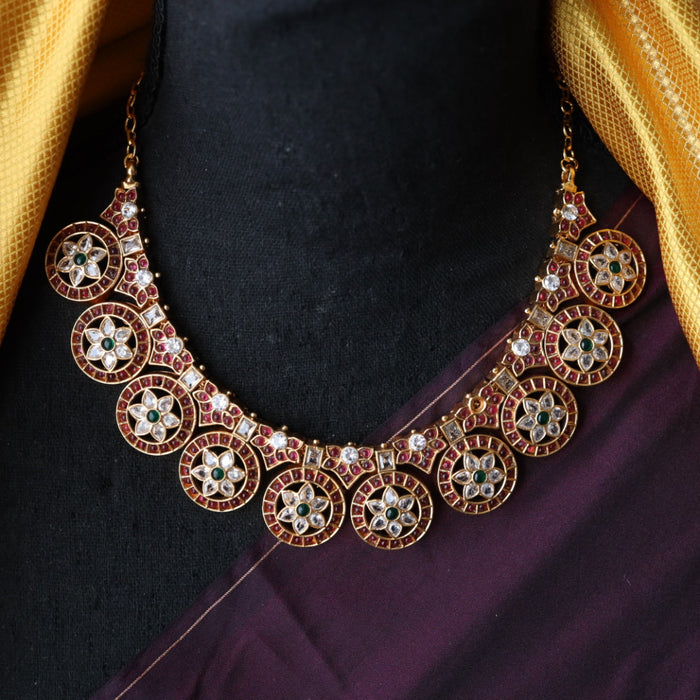 Clearance Antique ruby stone short necklace and earrings SS11079