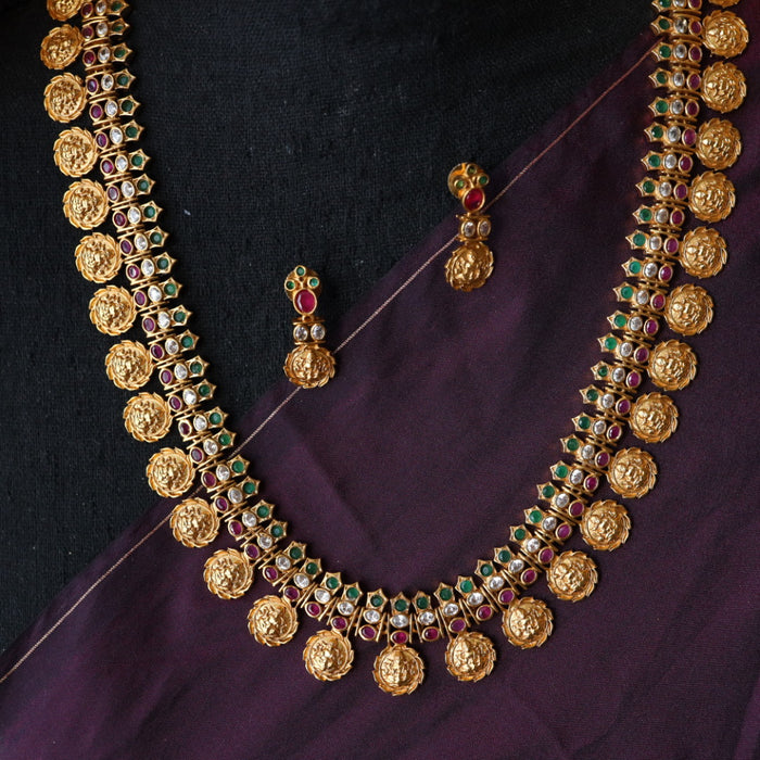 Antique coin long necklace and earring LL10069