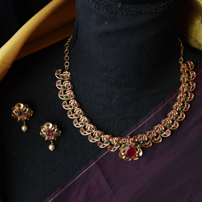 Antique short necklace with earrings SS10066