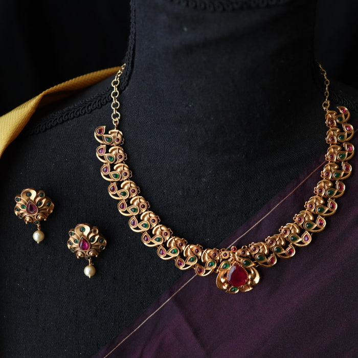 Antique short necklace with earrings SS10066